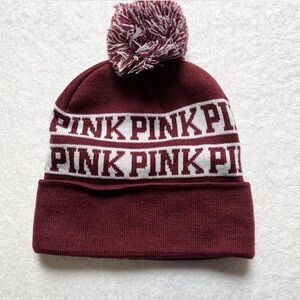 PINK Victoria's Secret Burgundy Knit Beanie